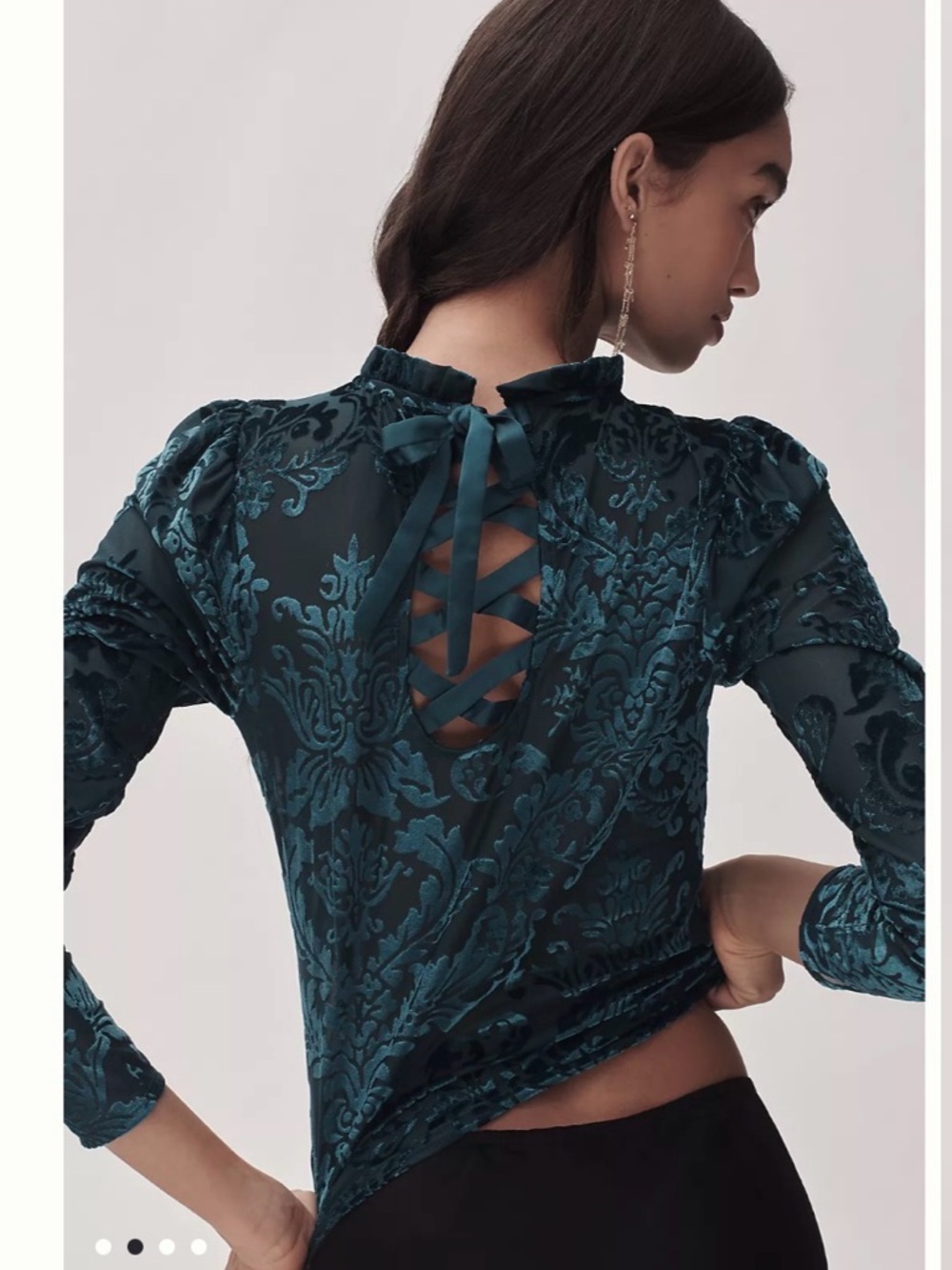 By Anthropologie NWT Sheer Velvet Burnout Top-Turquoise-Size Small

BIN S